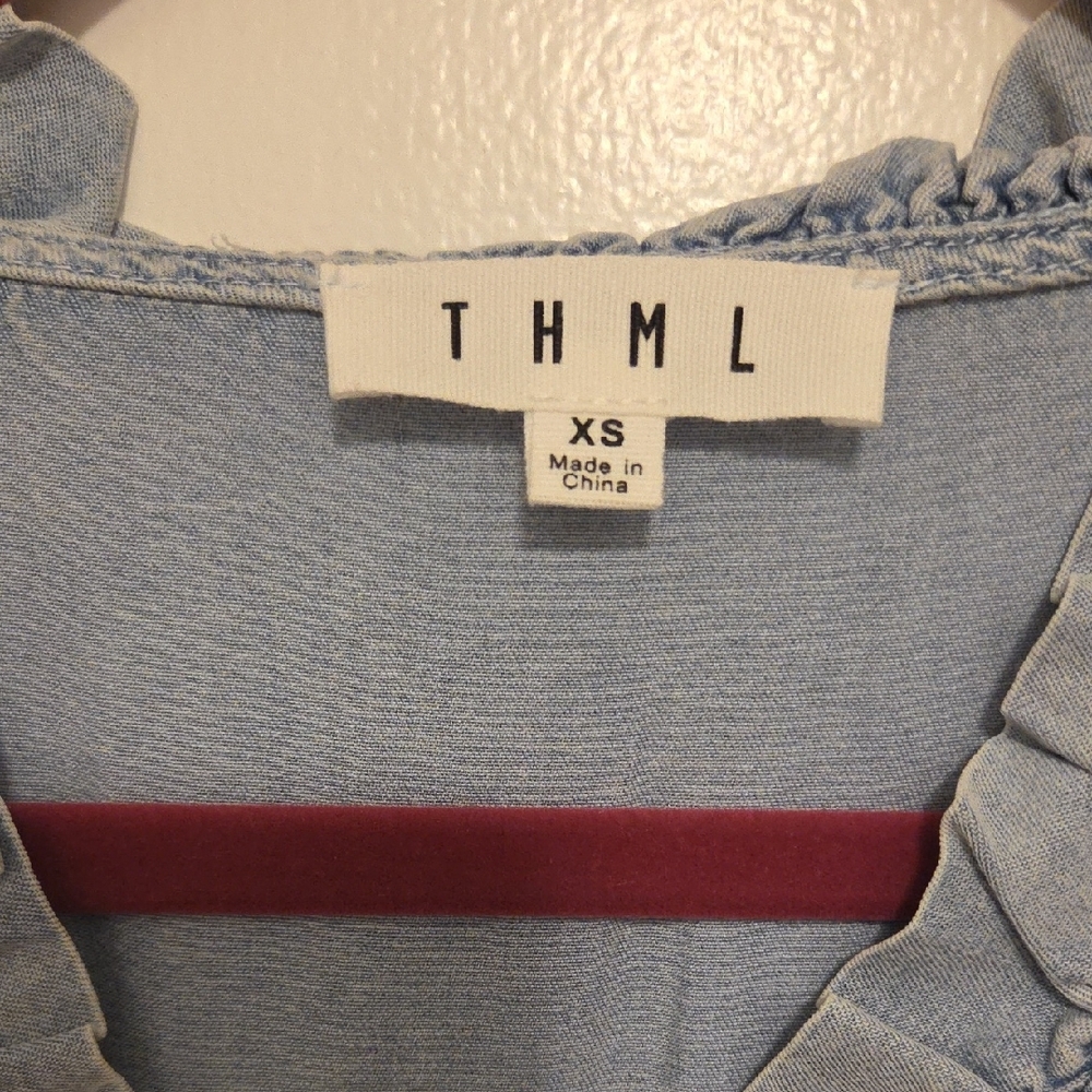 THML Light Blue Ruffled Mini Dress - Picture 2 of 4